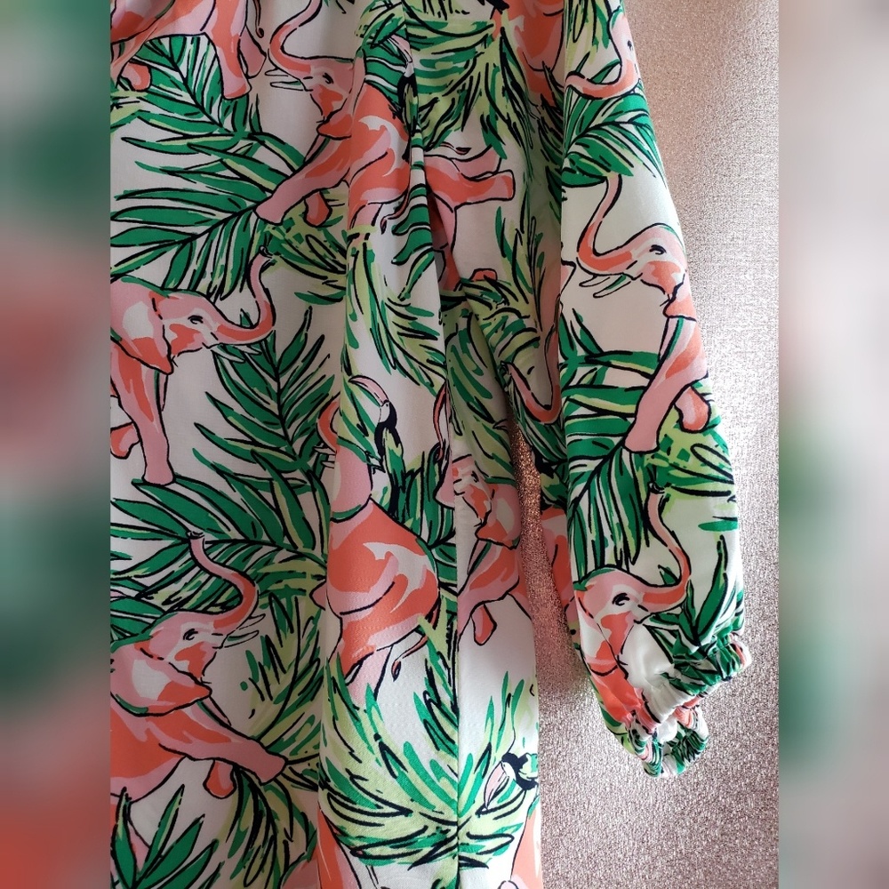 Crown & Ivy Elephant Palm Leaf Popover Blouse XS - Picture 3 of 8